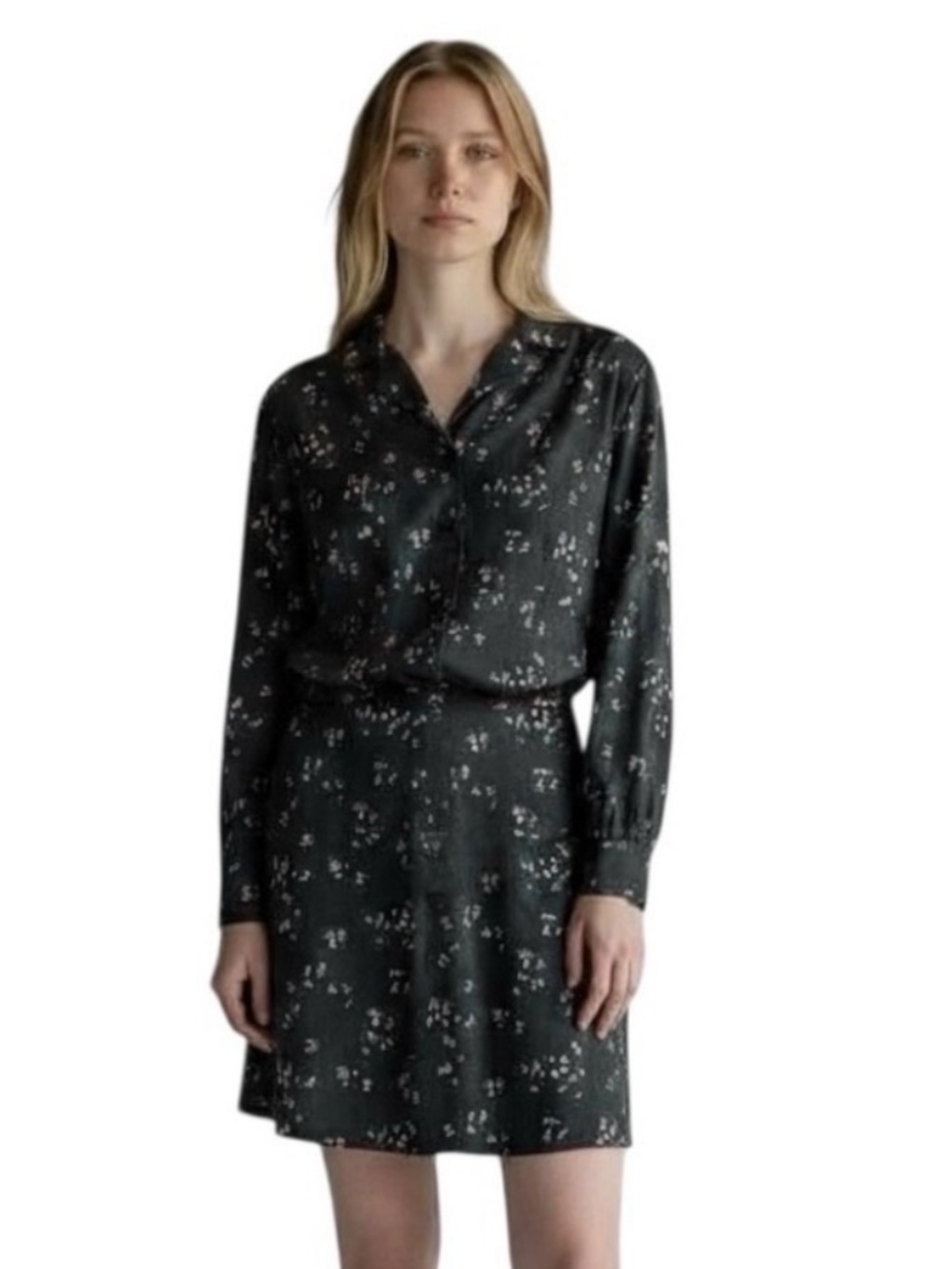 Chaus Vintage 2pc Black with Floral Blouse & Skirt Set size 9/10